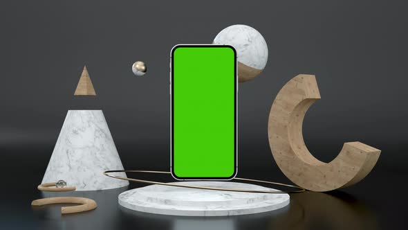 Abstract Green Screen Cellphone Use for Chroma Key Mockup Smart 3d Device Frame alt