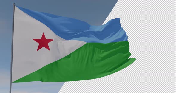 flag Djibouti patriotism national freedom, seamless loop, alpha channel alt