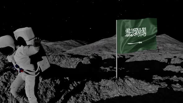 Astronaut Planting Saudi Arabia Flag on the Moon alt