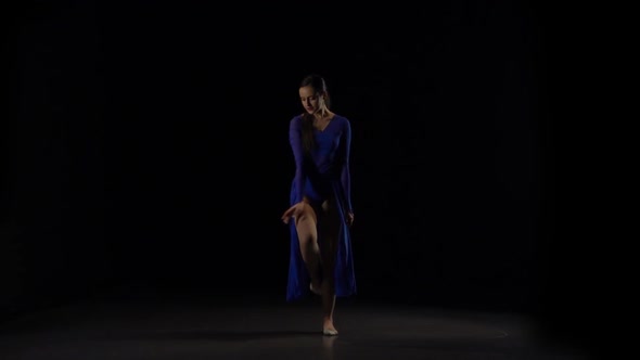 Excellent Ballerina Dancing a Modern Ballet. Slow Motion alt