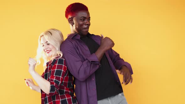 Dancing Friends Multiracial Friendship Man Woman alt