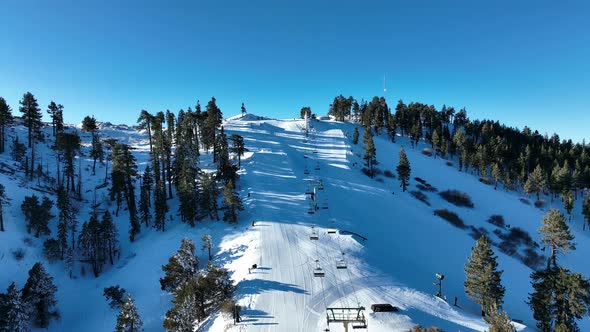 Aerial View of Mountain Ski Resort with Beautiful Winter Landscape
