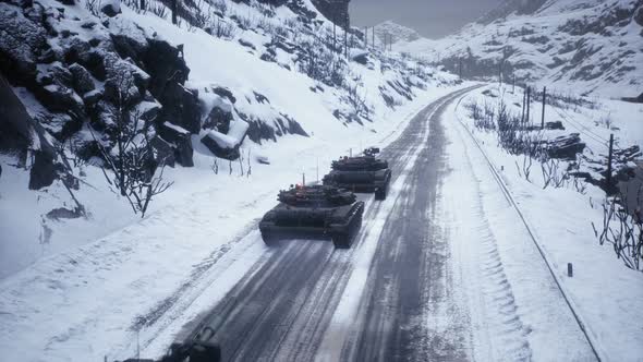 A Military Convoy With Tanks alt
