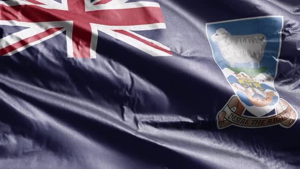 Falkland Islands textile flag waving on the wind. 10 seconds loop.  alt