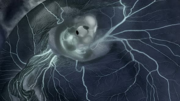 Heartbeat and Blood Flow Through the Vessels of a Chicken or Quail Embryo in an Egg alt
