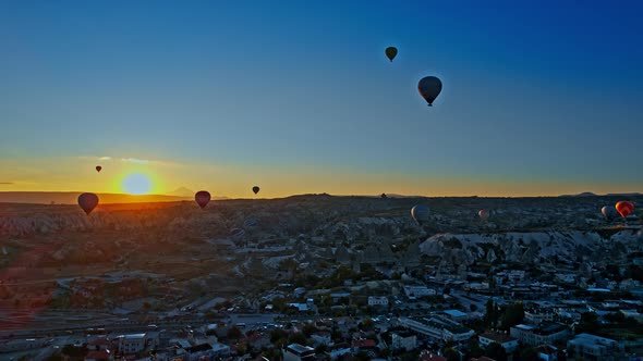 Aerial Drone View of Colorful Hot Air Balloon Flying alt