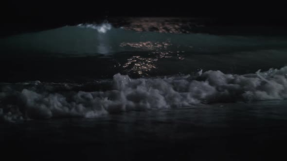 Scene of the Sea Washing Shore at Night alt