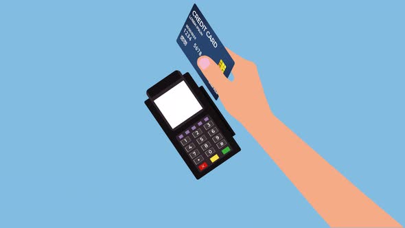 Payment with card by POS terminal 4K animation
