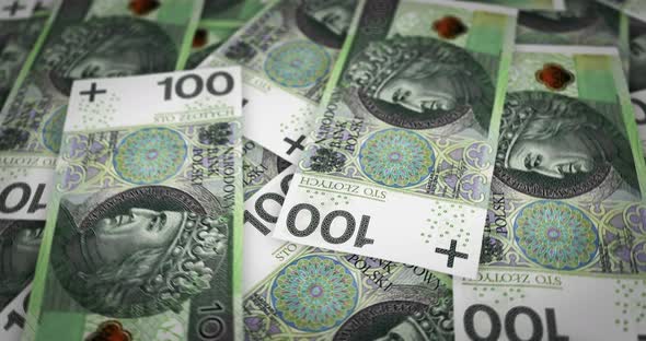 Polish Zloty growing pile of money seamless loop alt