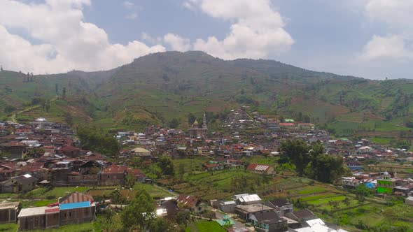 Mountain Landscape Farmlands and Village Java Indonesia alt