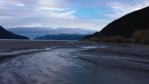 River and Mountains on Autumn Day alt