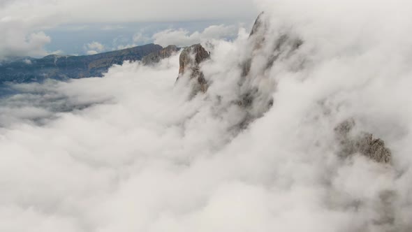Aerial View of the Dolomites Peaks Italy alt