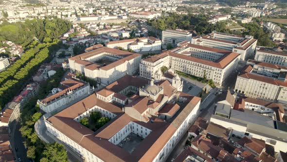 Famous University Square old buildings view from above, Coimbra - Portugal alt