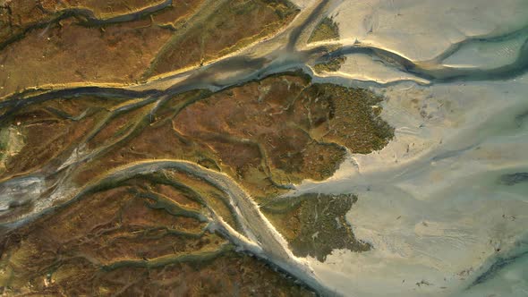 Dolly out view of the Pacific exit of the Rio Blanco, Hornopiren, Hualaihue, Chile. alt