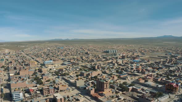 Panoramic view City of Uyuni desert in Bolivia 4K