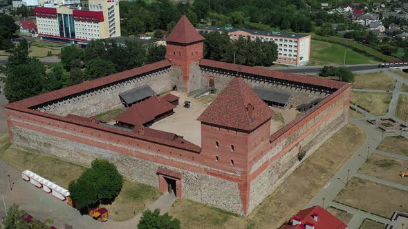 Bird's-eye View of the Medieval Lida Castle in Lida. Belarus. Castles of Europe alt