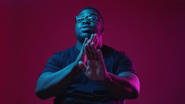 No Gesture Refusing Man Stop Rejection Neon Light alt