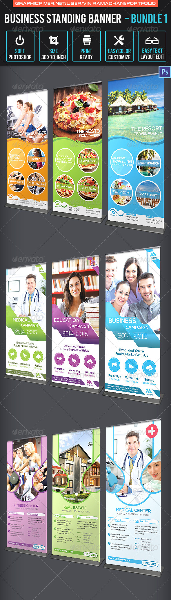 Business Standing Banner Bundle 1 - Signage Print Templates