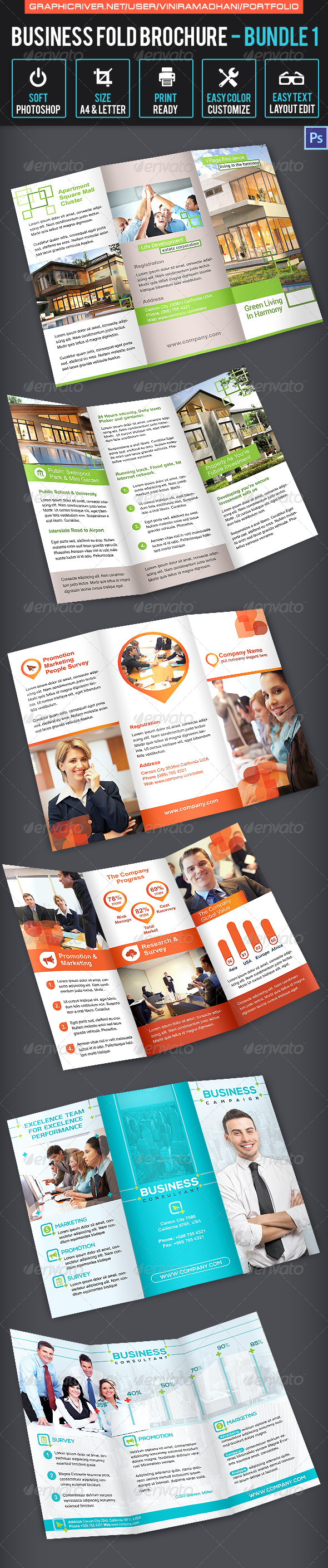 Business Trifold Brochure Bundle 1 - Corporate Brochures