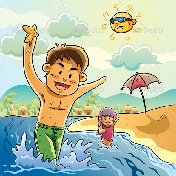 Kids Playing on The Beach