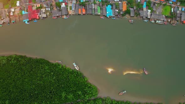 An aerial view over the “Pak Nam Tako” alt