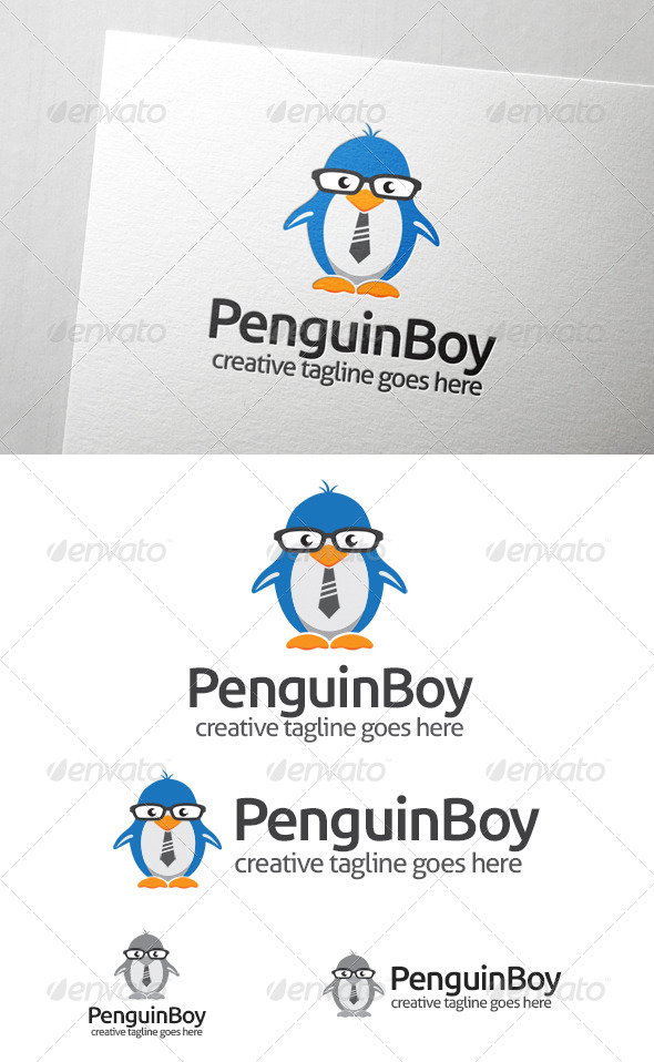 Penguin Boy Logo - Animals Logo Templates