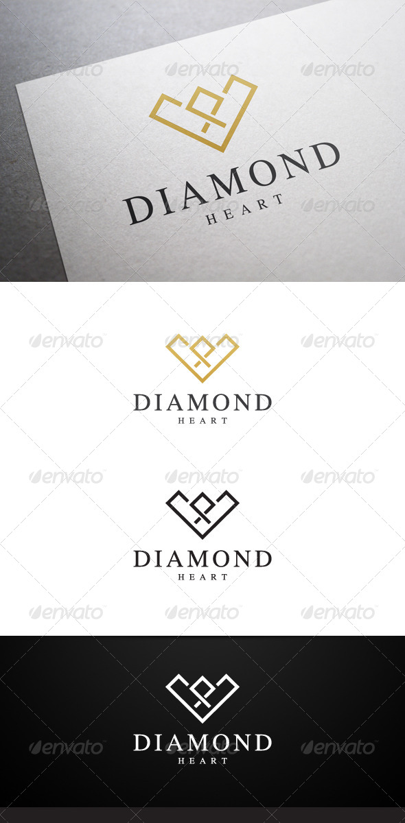 Diamond Heart Logo - Objects Logo Templates