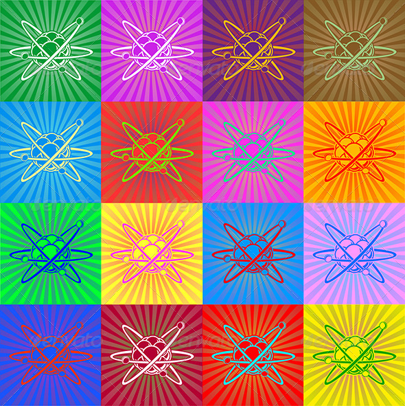 Atom with Nucleus and Electrons - Patterns Decorative