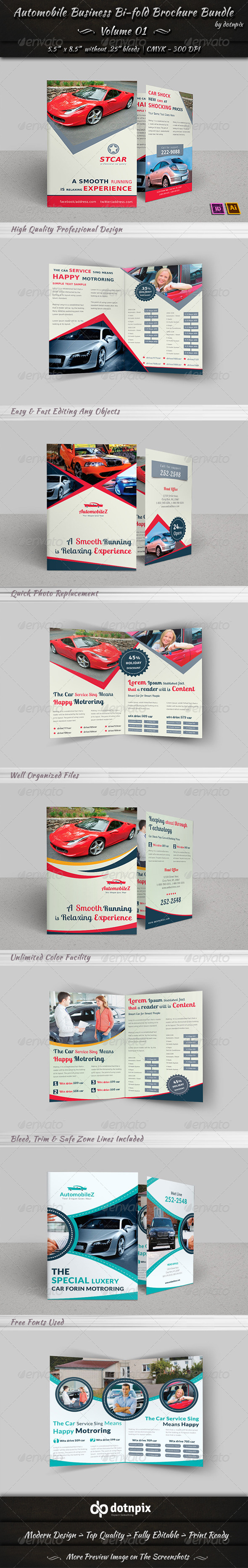 Automobile Business Bi-fold Brochure Bundle | V 1 - Corporate Brochures
