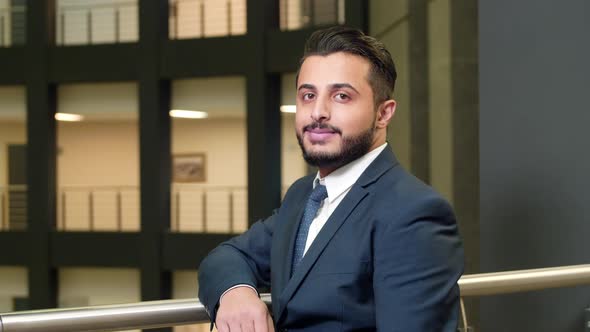 Portrait of Arabian supervisor inside business hotel