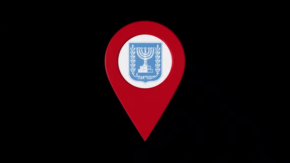 3D Rotating Pin Icon Animation With Israel Coat Of Arms  Alpha Channel 2K alt