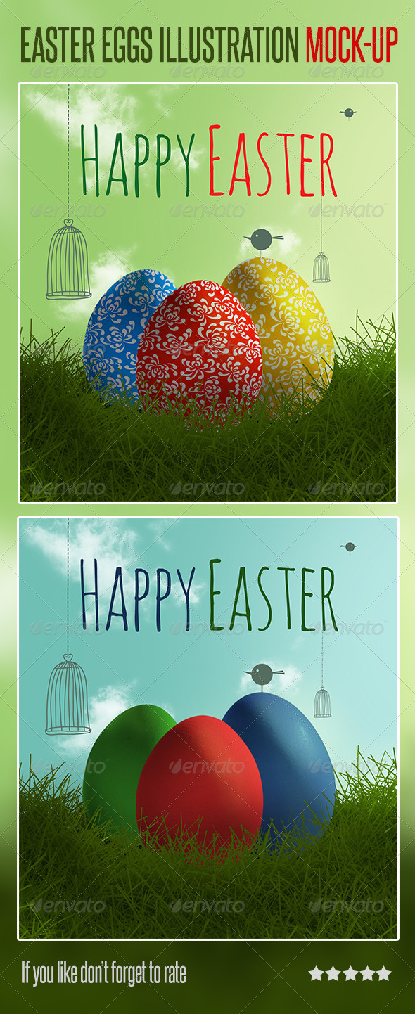 Easter Eggs Illustration Mock-up - Scenes Illustrations