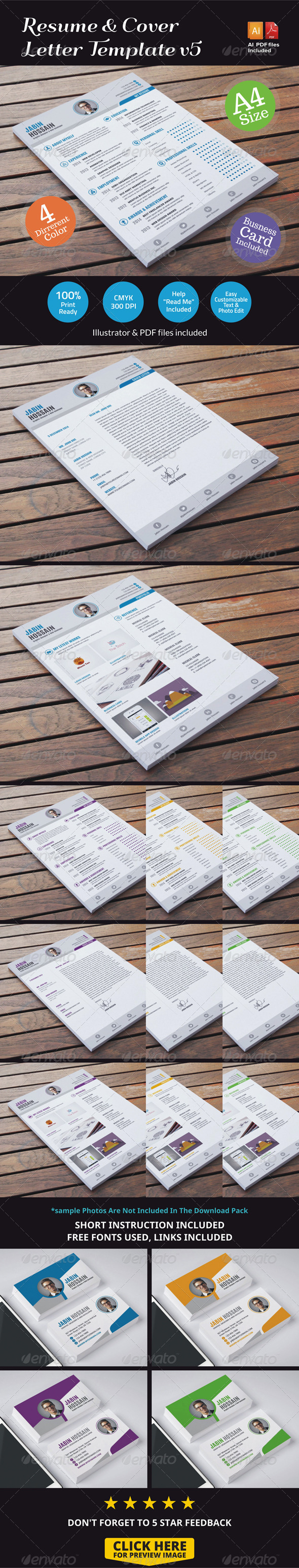 Resume & Cover Letter Template v5 - Resumes Stationery