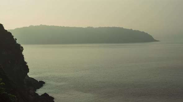 Mist Morning Over Mountain and Sea