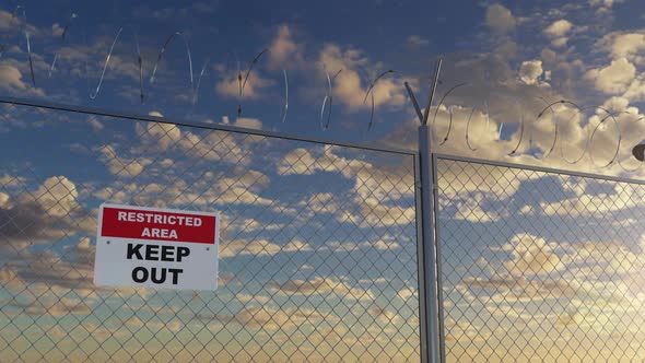 Restricted Area and Wire Barbed Fence at Private Forbidden Zone Loopable alt