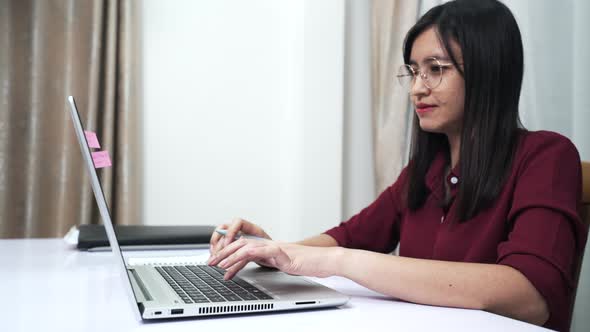 Woman working at home concept