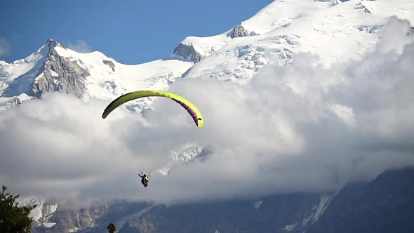 Paraglider and Mont Blanc Massif in Background alt