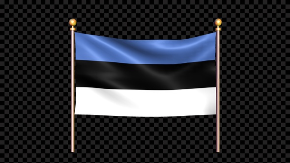 Flag Of Estonia Waving In Double Pole Looped alt