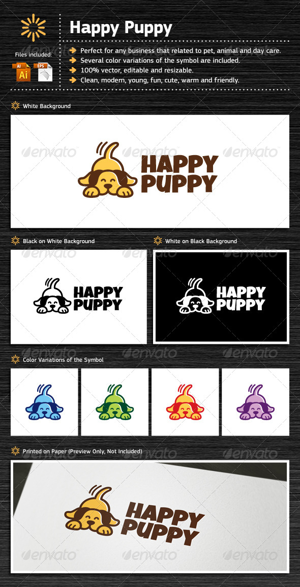 Happy Puppy - Animals Logo Templates