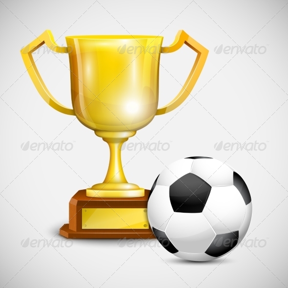 Gold Cup With Soccer Ball. - Sports/Activity Conceptual