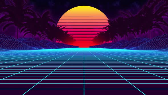 Futuristic Retro 80s Sunset