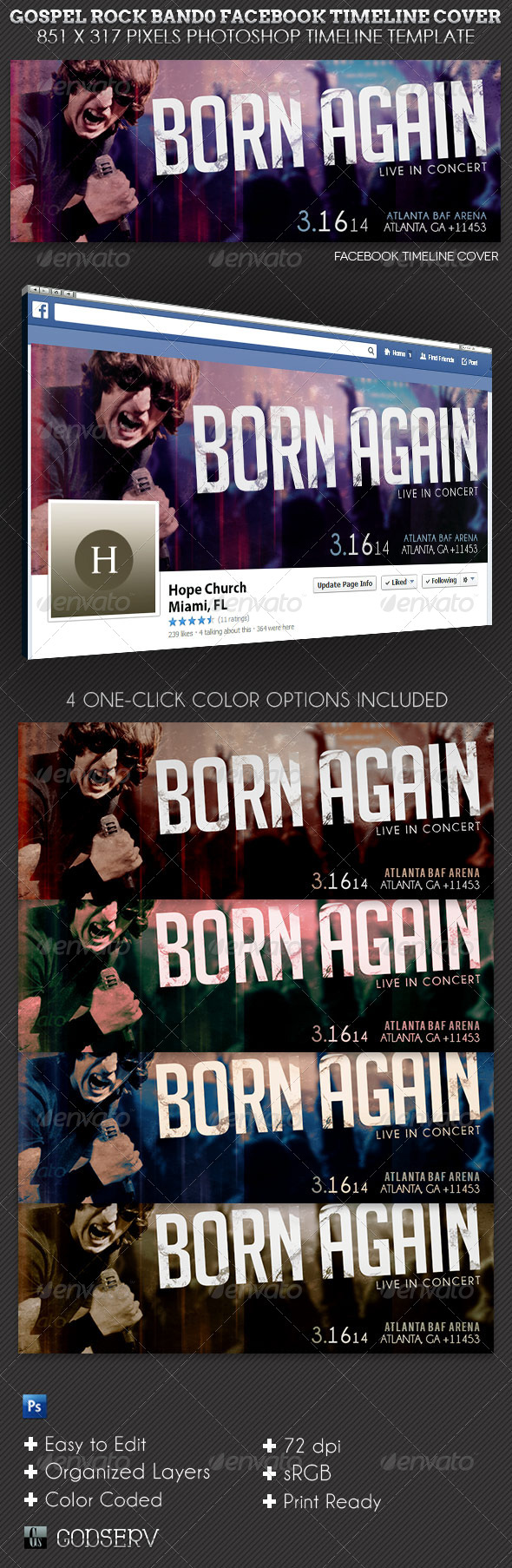 Gospel Rock Band Facebook Cover Template - Facebook Timeline Covers Social Media