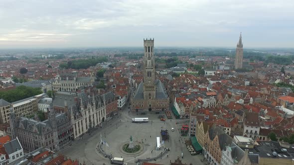 Aerial view of the Market Square in Bruges
