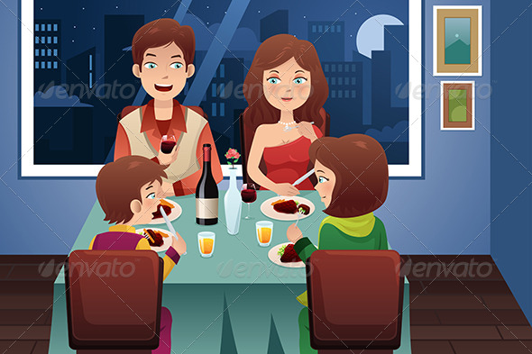 Family having Dinner in a Modern House - People Characters