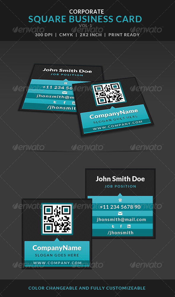 Creative Corporate Square Business Card Vol-1 - Corporate Business Cards