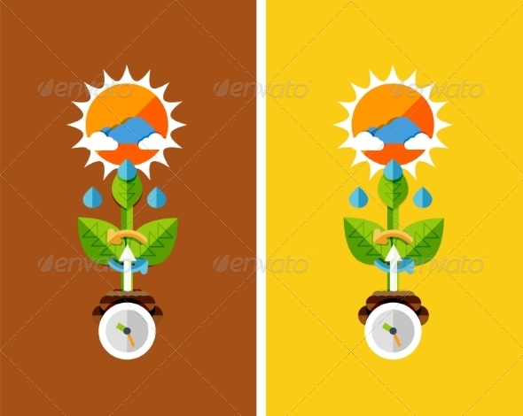 Flat Design Nature Concept - Plant Growth - Organic Objects Objects