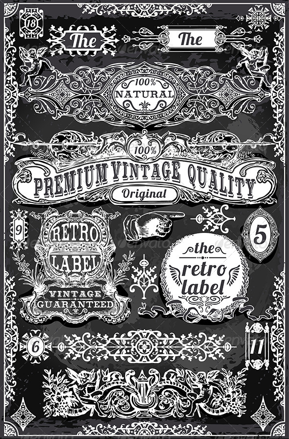 Vintage Hand Drawn Banners and Labels - Decorative Vectors