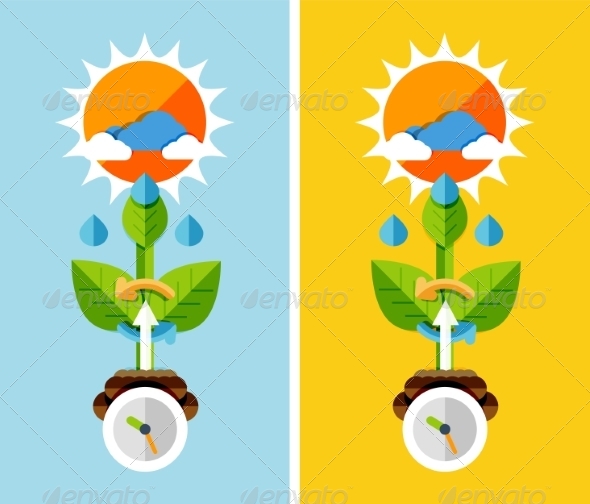 Flat Design Nature Concept of Plant Growth - Organic Objects Objects