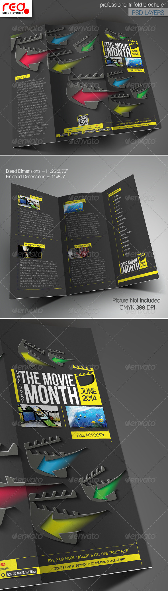 The Movie Month Trifold Brochure Template - Corporate Brochures