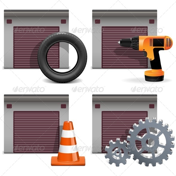Vector Garage Icons set 2 - Industries Business